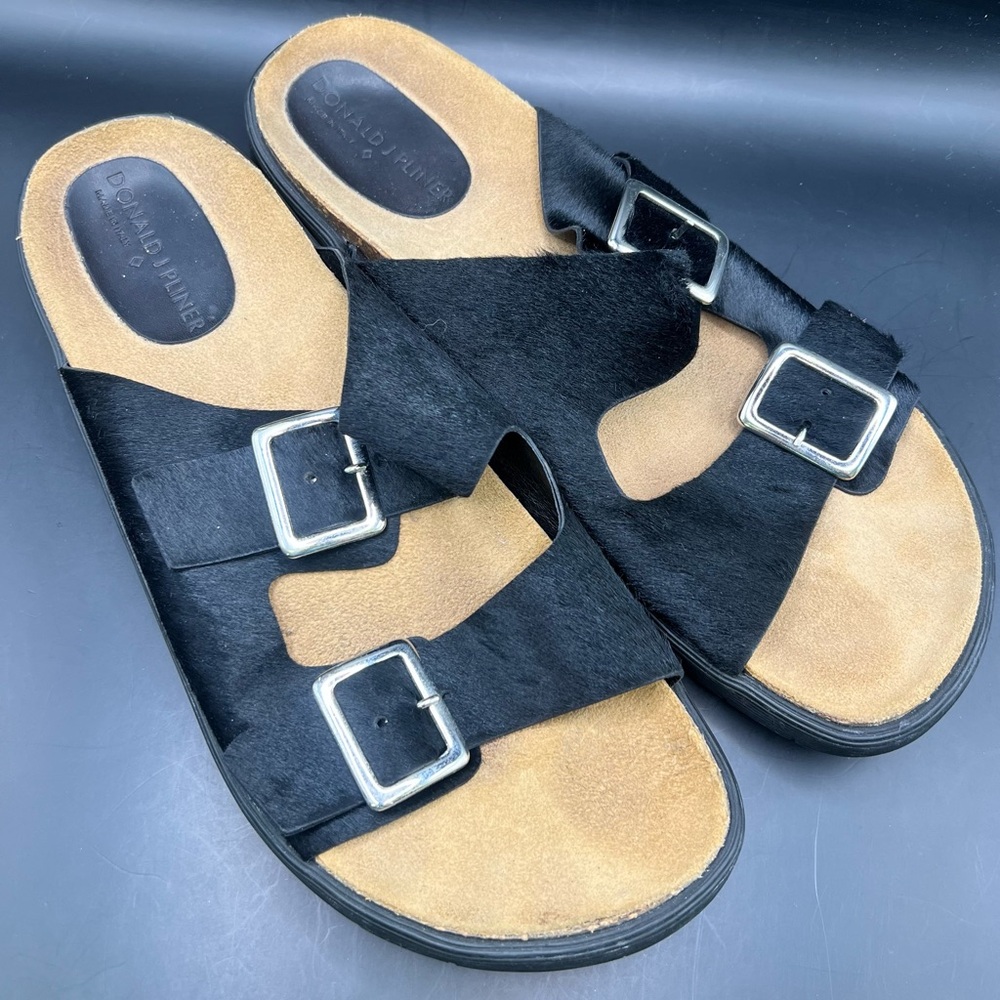 Donald J. Pliner Black w/Tan Footwear Soles- Textured strap- Size:12, Hayden